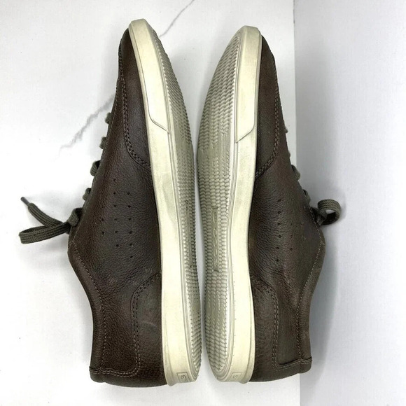 Ecco Brown Leather Comfort Sneakers Distress Tan Outsoles Size Size 44 Casual - Picture 4 of 10